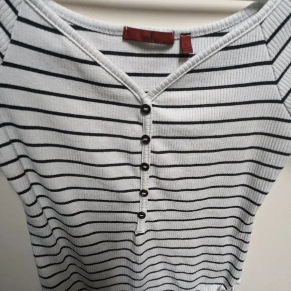 Red by BKE Striped Faux Henley Bodysuit - Picture 6 of 8